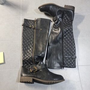 Bongo Womens Anderson Black Leather Round Toe Knee High Riding Boot Size US 10 M